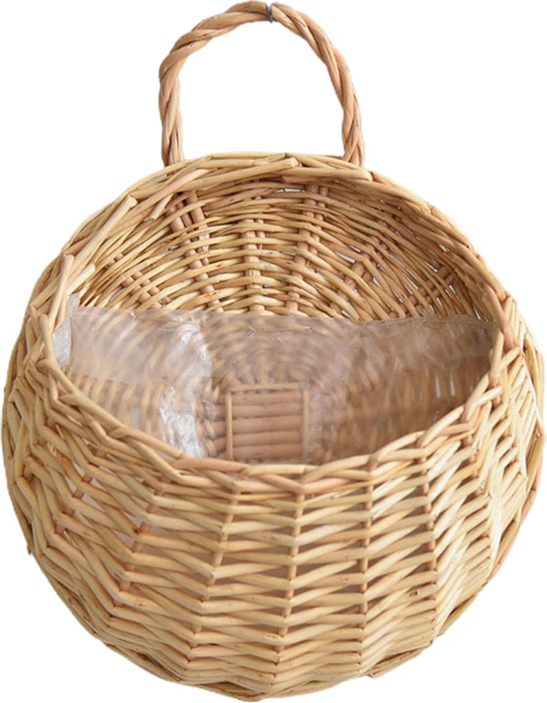 1 Set Blumenkorb handgefertigtes Weben mit Multifunktionsfunktion Rattan Wandzaun hängender Topfpflanzen Halter für Garten-Beige ,Größen:L