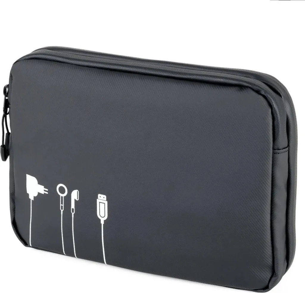 Organisateur de câbles et pochette tech noire Troika pour accessoires