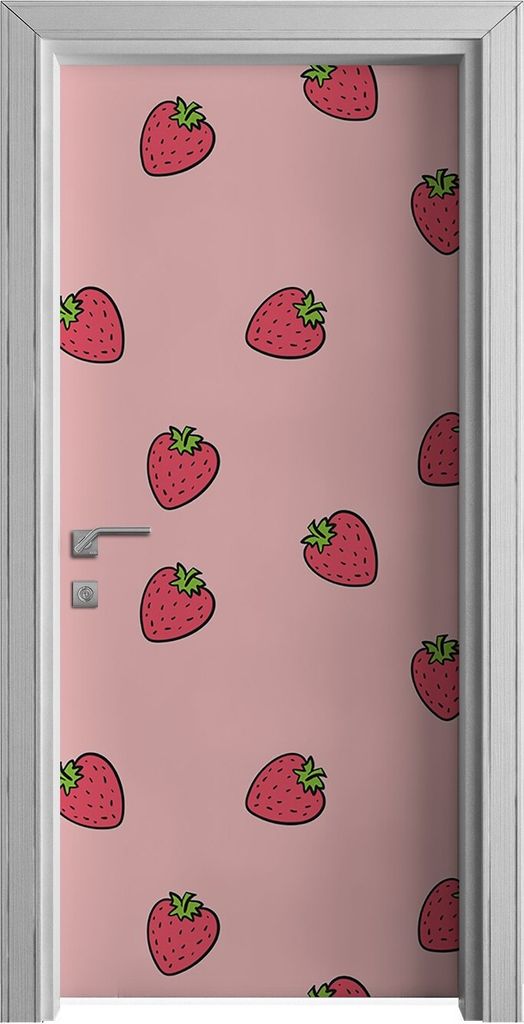 Tür Selbstklebende 90x210 cm Türfolie Türtapete Klebefolie - Erdbeere