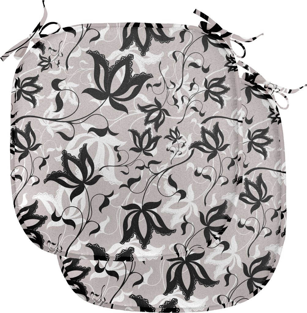 ABAKUHAUS Blumen Polster für Esszimmerstühle, Rosenblätter im gotischen Stil, Dekoratives wasserfestes Kissen mit Riemen für Küchensitze, 40 c...