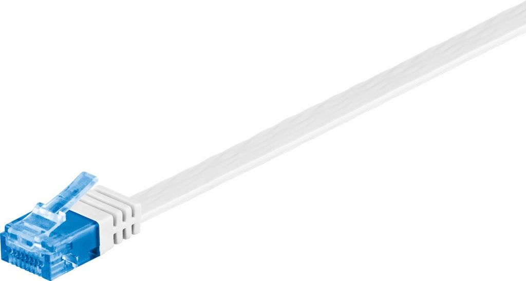 CAT 6A Flach-Patchkabel, U/UTP, weiß, Kupferleiter (CU). Kabellänge 3 m