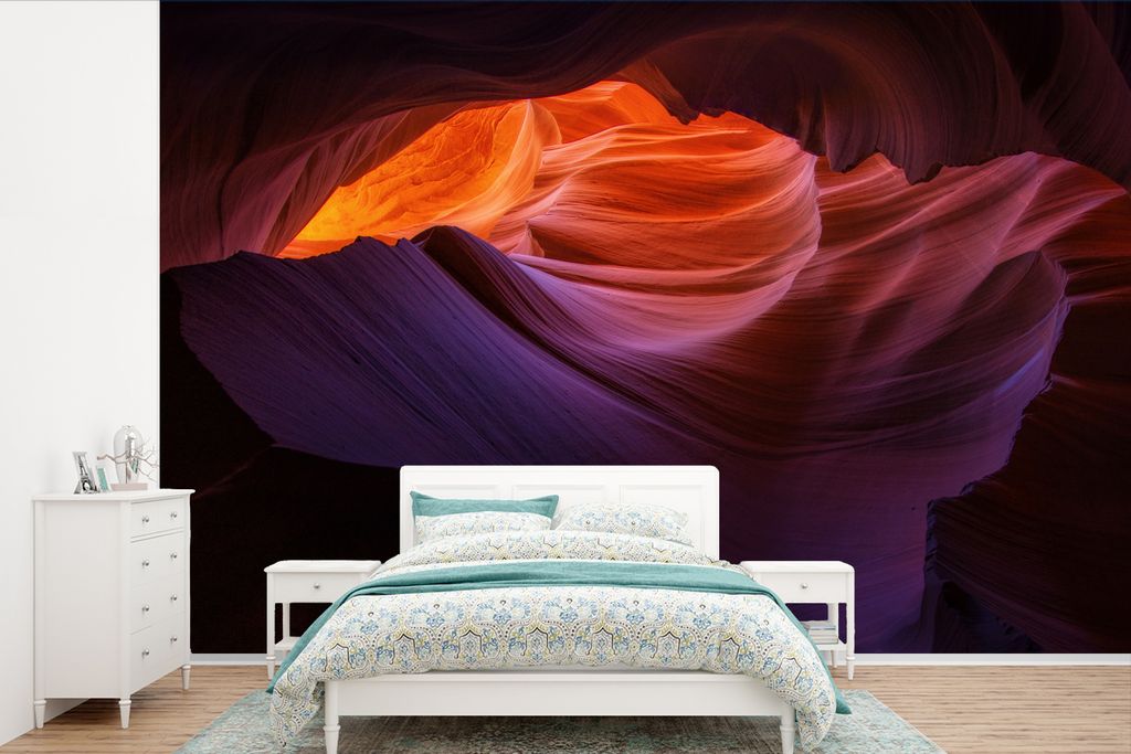MuchoWow Fototapete für Wohnzimmer oder Schlafzimmer Wandtapete Vinyl Motivtapete Gewellte Felsen des Antelope Canyon in den USA - 600x400 cm - ...