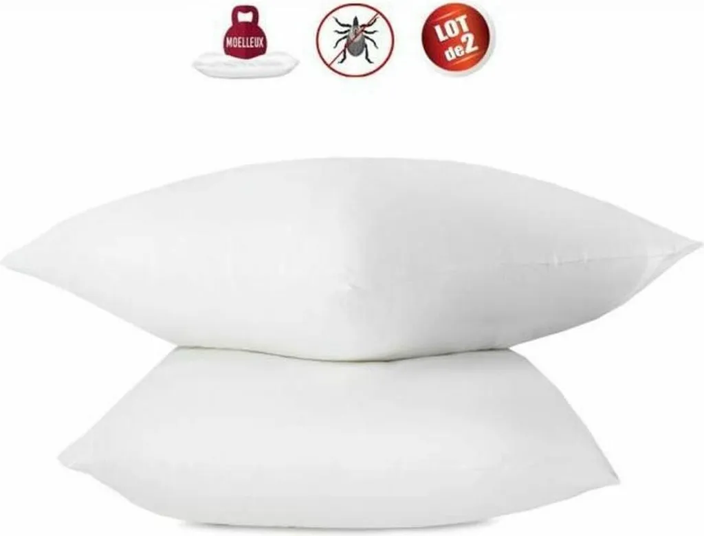 Oreiller 60x60 cm Abeil Lot de 2 - Idéal pour dormir sur le côté