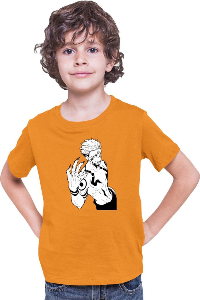 Kinder T-Shirt Japan Anime Manga Jujutsu Anime Manga Kaisen Itadori Sukuna 02, 12-13 Jahr - 152 / Orange