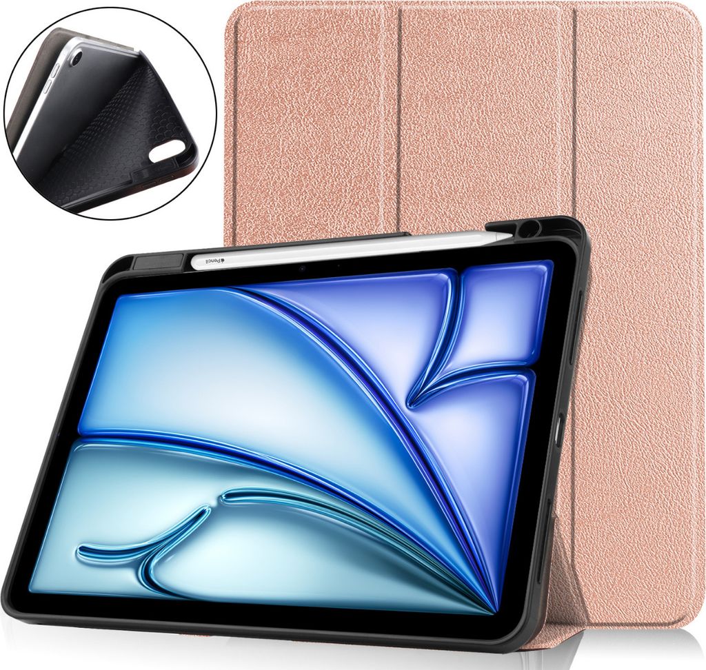 Hoozey - Hülle kompatibel mit Apple iPad Air 11 (2025) / iPad Air 11 (2024) - Mit Stifthalter - - - Roségold