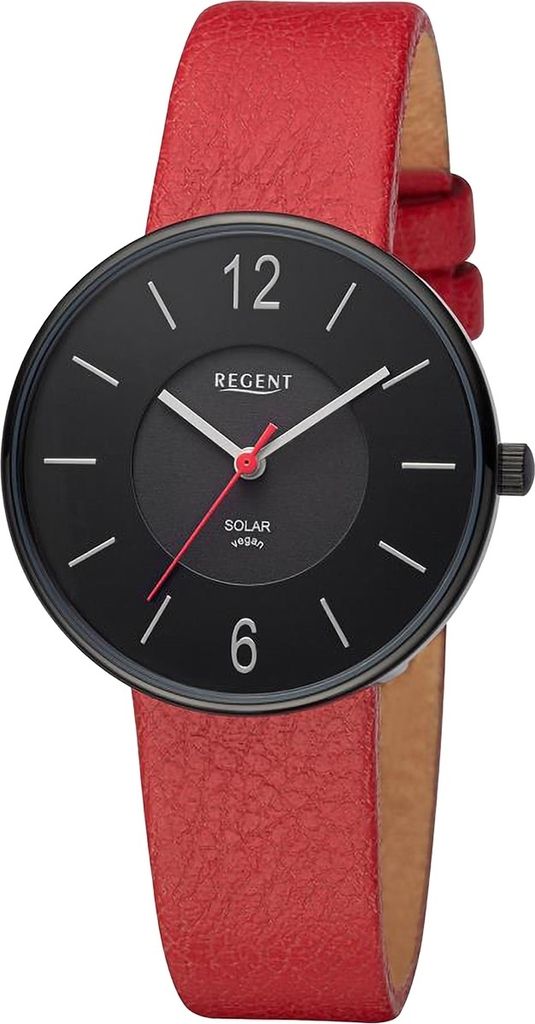 Regent 12111346 Solaruhr für Damen Rot/Schwarz