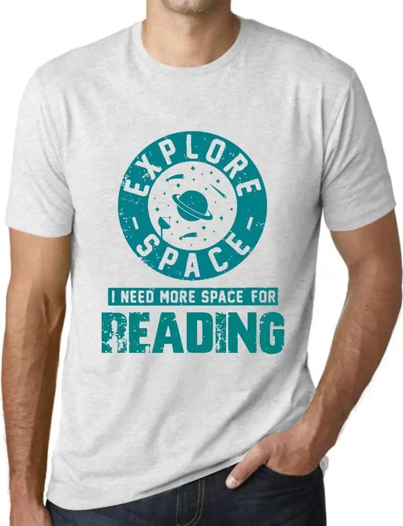 Herren Grafik T-Shirt Explore Space I Need More Space For Reading Öko-Verantwortlich Vintage Jahrgang Kurzarm Lustige Druck Geburtstag Geschenk Mann