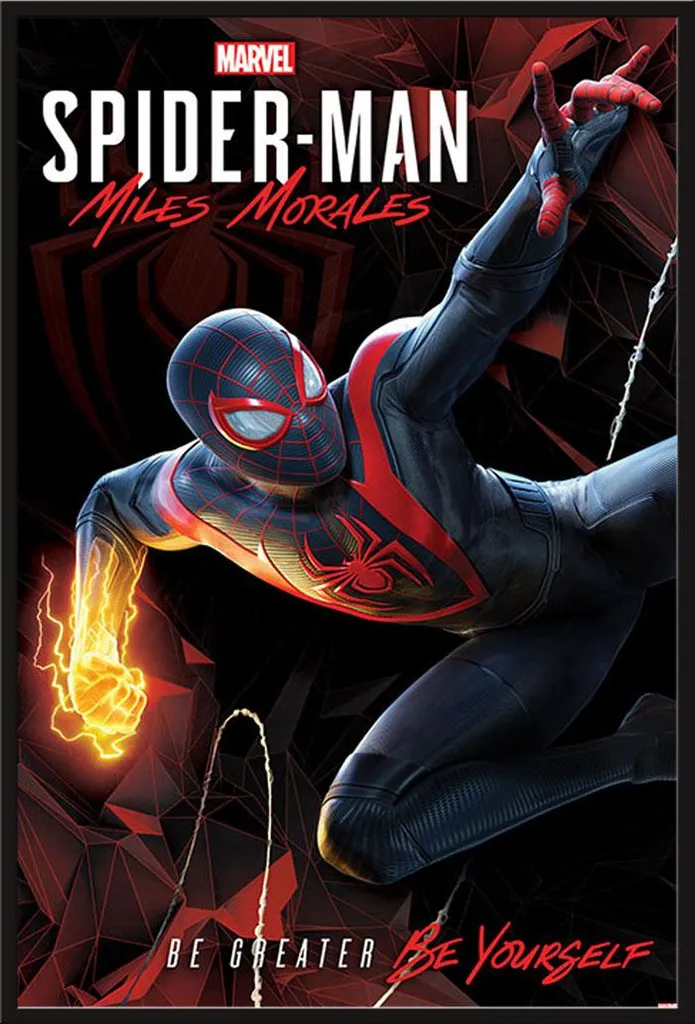 Affiche Encadrée Spider-Man Miles Morales avec Cadre Noir Shinsuke 61x91