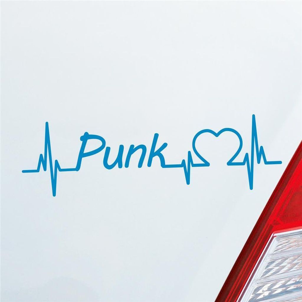 Auto Aufkleber Punk Puls Herzschlag 19x5,6 cm Hellblau Sticker Heckscheibenaufkleber