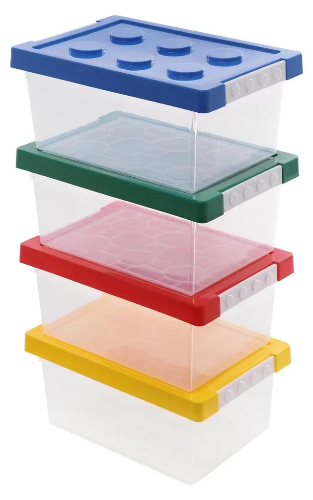 Boîte de rangement pour blocs de construction - Pack de 4 bacs de 5L PP