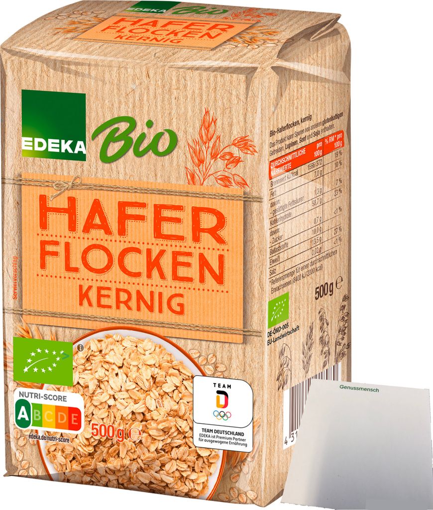 Edeka  Haferflocken kernig (500g Packung) + usy Block Produktbild 