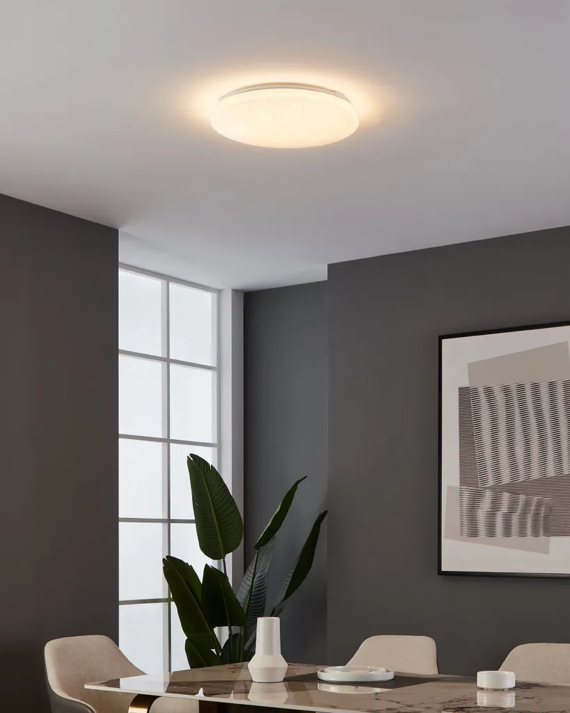Éclairage Salon Blanc Chaud Plafonnier LED Eglo RENDE 19,5W Ø38cm