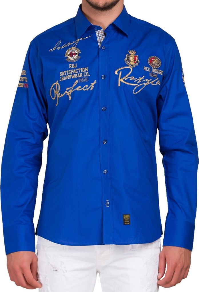 Red Bridge Herren R-Style langarm Hemd Shirt blau S