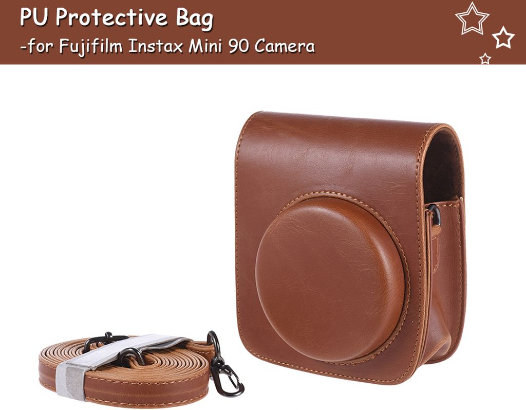 Weinlese PolyurethanSchutz Kamera-Kasten-Beutel-Beutel-Abdeckungs-Schutz w / Strap fuer Fujifilm Instax Mini 90 Sofortfilmkamera