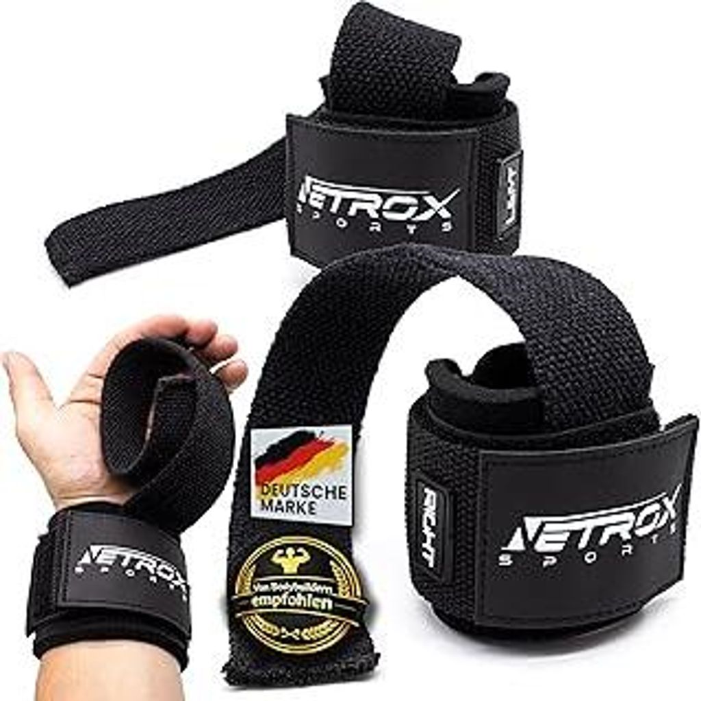 NetroxSports - Lifting Straps Fast Zughilfen für Krafttraining - Schnelles umwickeln | mit Handgelenkbandage - Kraftsport, Bodybuilding, Gym - Han...