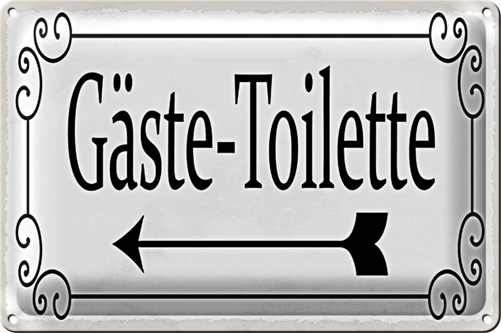 Blechschild Hinweis 30x20cm Gäste-Toilette links Pfeil