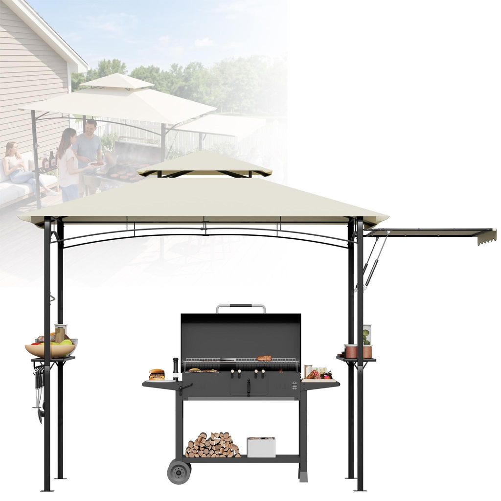 LZQ Grillpavillon mit Seitenmarkise, Doppeldach, Produktbild 