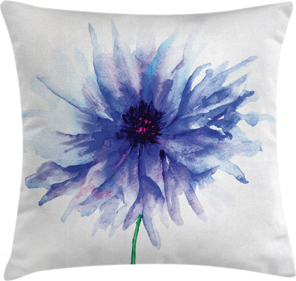 ABAKUHAUS Natur Kissenbezug, Erde Cornflower, Dekokissenhüllen Waschbar Inn/Outdoor Beidseitiger Druck mit Reißverschluß, 45 x 45 cm, Marineblau...