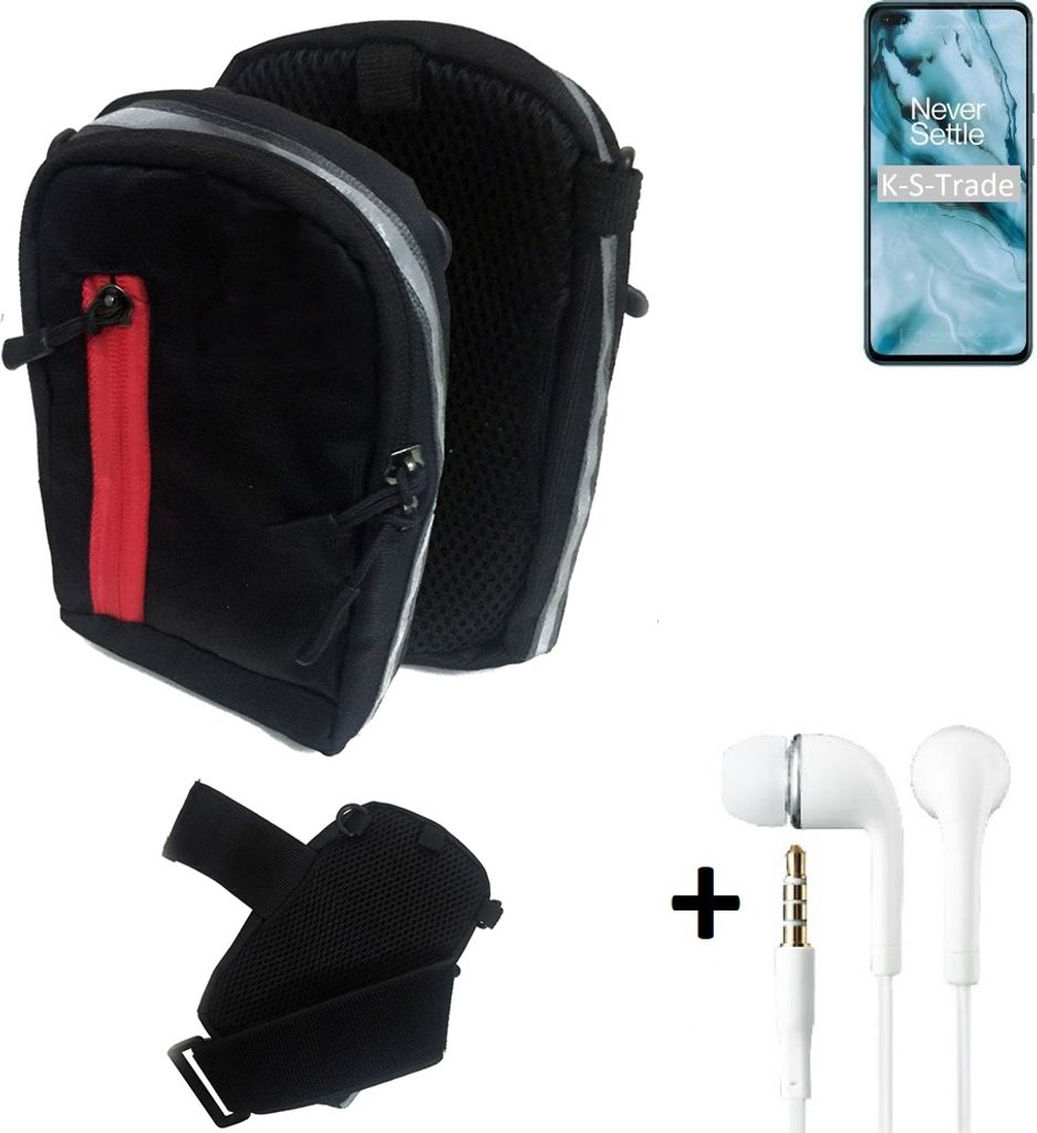 K-S-Trade Outdoor Gürteltasche Holster Umhängetasche + Kopfhörer kompatibel mit Motorola One Fusion schwarz Handy Tasche Case travelbag