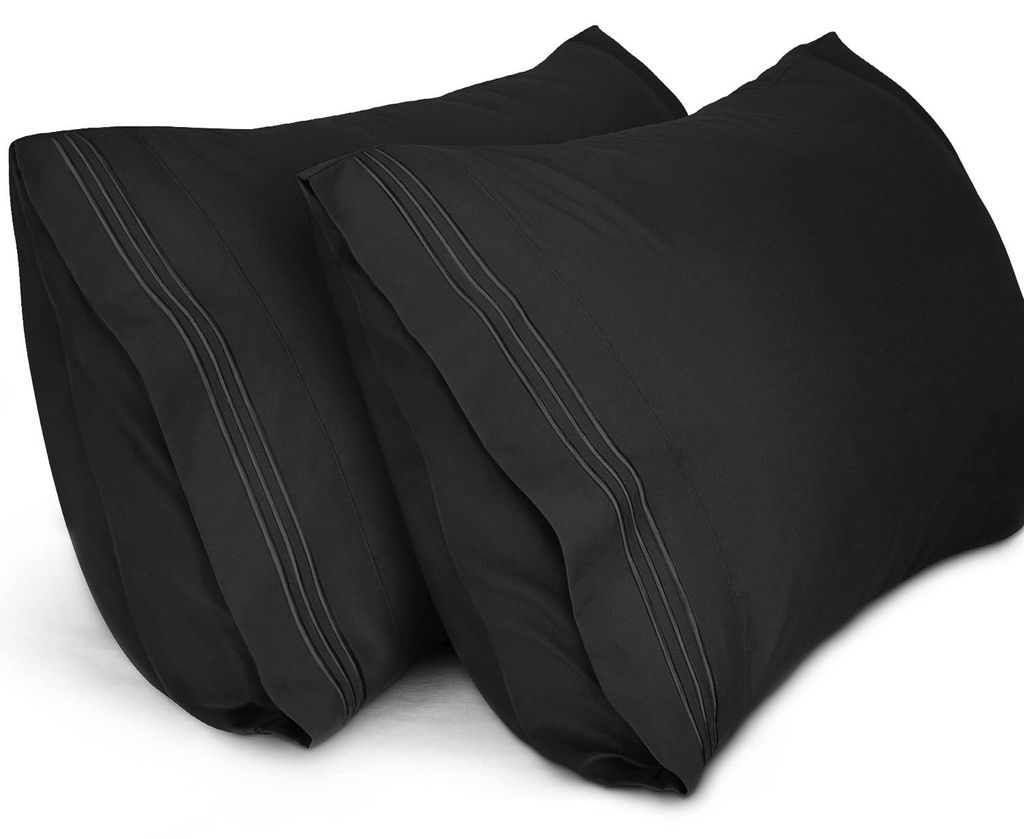 Set mit 2 Kissenbezügen 50 x 75 cm, weiche, gebürstete Mikrofaser-Kissenbezüge, Kissenbezug mit Hotelverschluss, aus weicher Mikrofaser, - (schw...