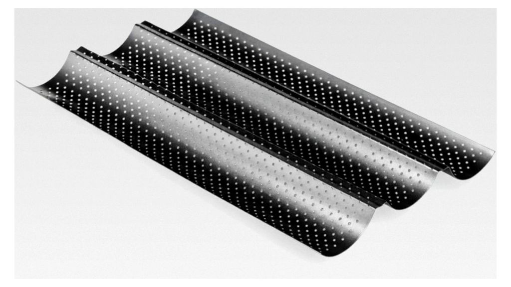 Baguetteblech für 3 Baguettes, Antihaftbeschichtet, Schwarz, 38 x 24 cm, Kohlenstoffstahl