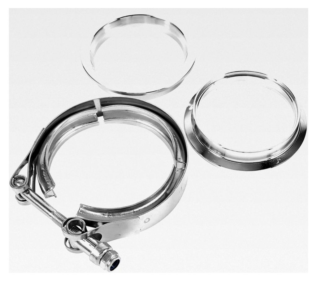 V-Rohrschelle, 3 Zoll V-Band-Auspuffschelle mit 2 Flanschen, Edelstahl, für Turbo-Abgasrohr