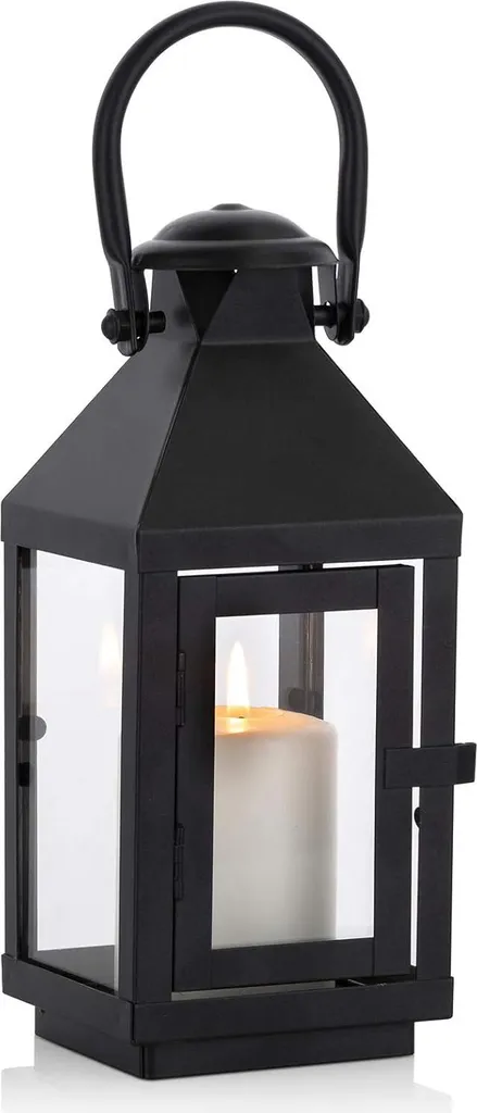 Lanterne de tombe étanche en métal noir de 22 cm pour bougies LED