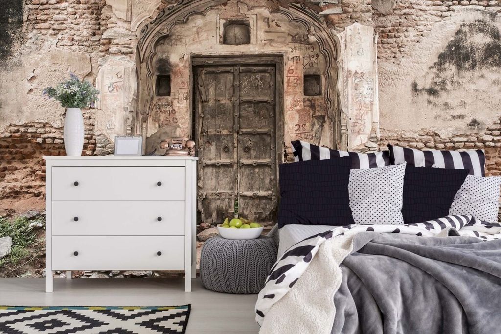 Vlies Fototapete RUINEN MIT ALTER TÜR 375 x 250 cm (inkl. Kleister) - Vlies Tapete, Wandtapete, Wandbilder - Tapete für Wohnzimmer Schlafzimmer, ...