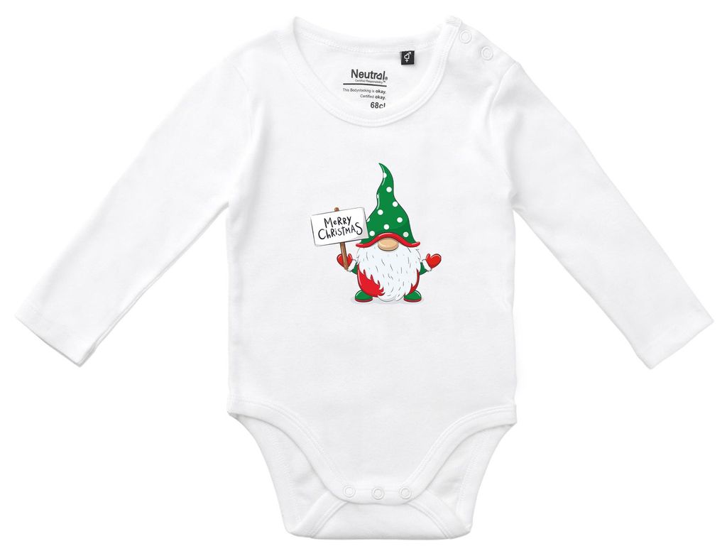 Huuraa Baby Body Wichtel Merry Christmas 80 White Baumwolle Fairtrade Langarmbody Geschenkidee