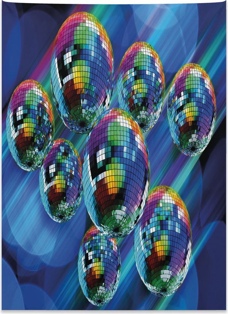 Abakuhaus Party Wandteppich, Bunter Disco-Club aus Weiches Mikrofaser Stoff Kein Verblassen Klare Farben Waschbar, 110 x 150 cm, Mehrfarbig