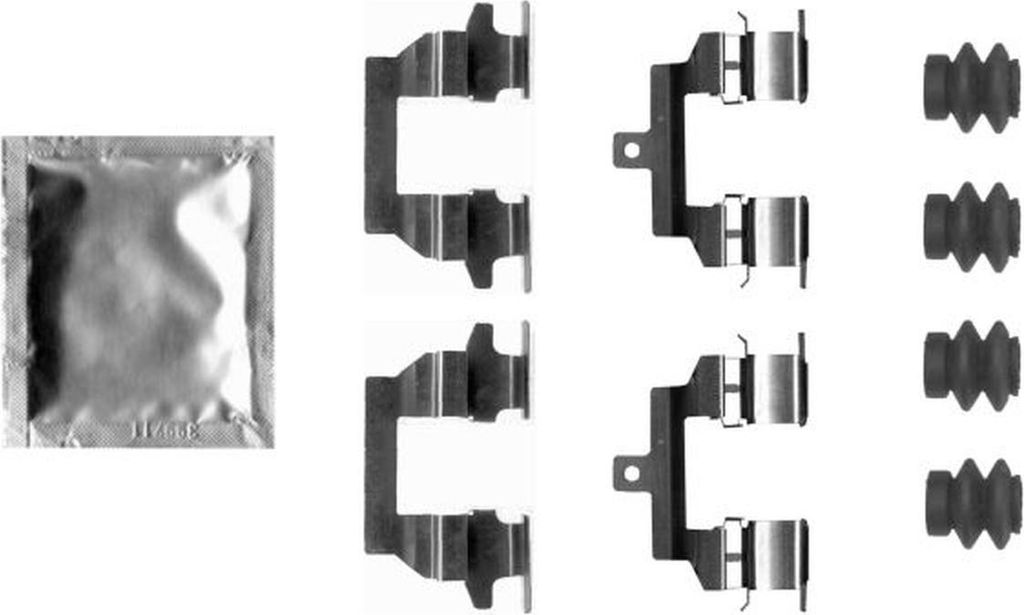 HELLA 8DZ 355 206-361 Zubehörsatz Scheibenbremsbelag Hinten für RENAULT KOLEOS (HY) für NISSAN Qashqai / Qashqai +2 I (J10, NJ10) für SUZUKI Landy