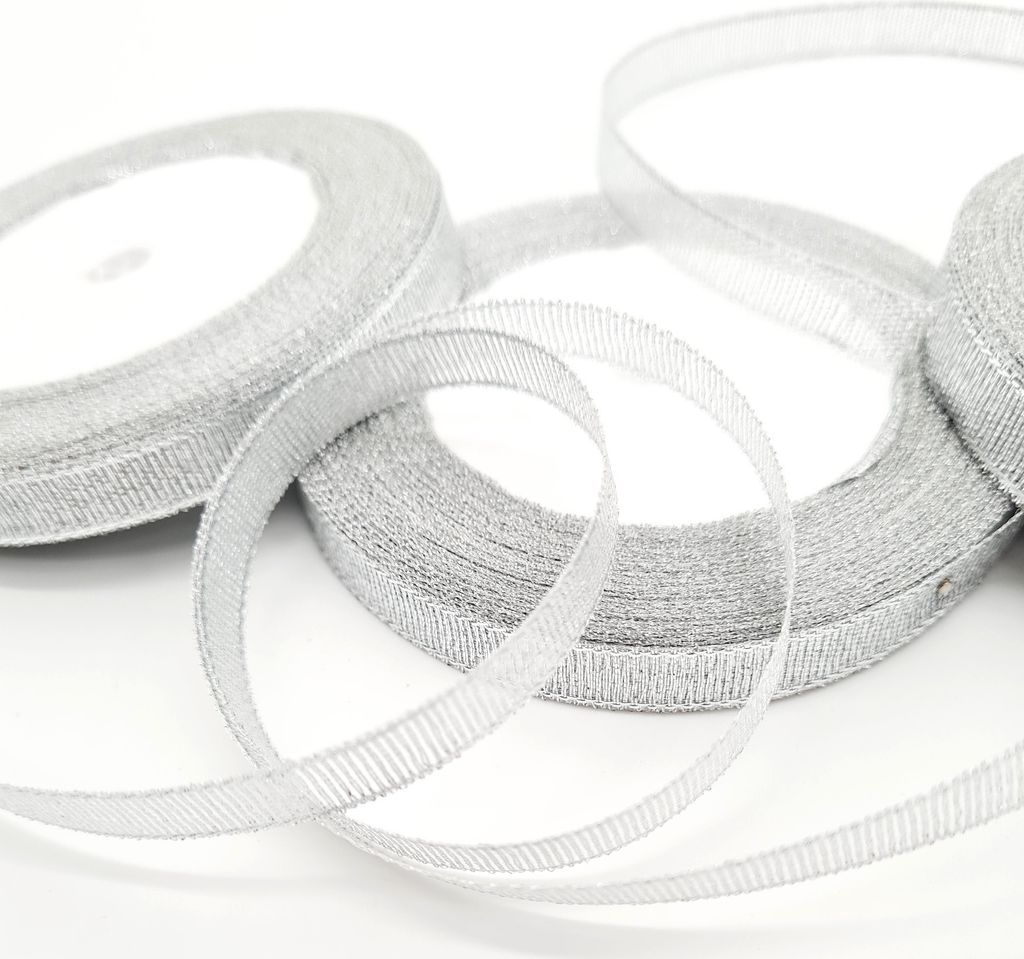 4 Rollen Brokatband 22m Polyesterband Gold Silber Dekoband Schleifenband Band Silber Breit 1cm