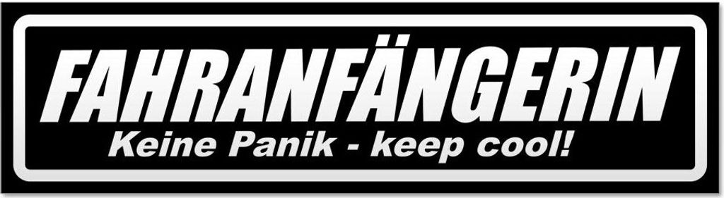 Kiwistar Fahranfängerin invertiert Magnetschild Schild magnetisch - 30cm Schwarz - Magnetfolie für Auto PKW Kfz