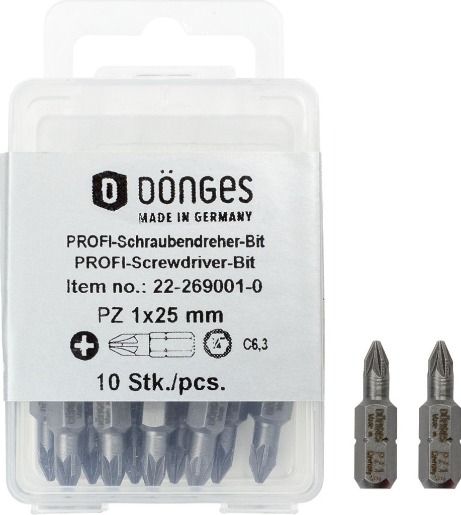 10 Stück Dönges PZ-BIT für Kreuzschlitzschrauben, PZ 3, Länge 25 mm