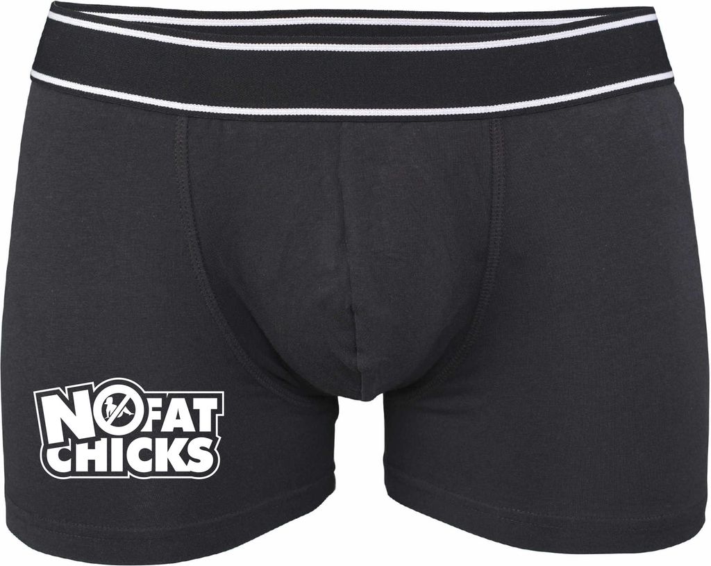 Boxershorts - Mann - Boxer-0022-man-black-v-XXL - schwarz - XXL - vorn - NO FAT CHICKS - lustiges Motiv - Spruch - Unterwäsche - Unterhose - Freiz...