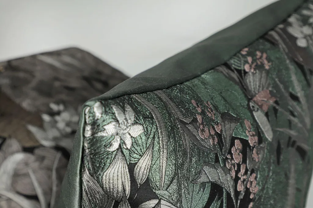Linge de maison : Housse de coussin décorative 45x45 vert et noir zip