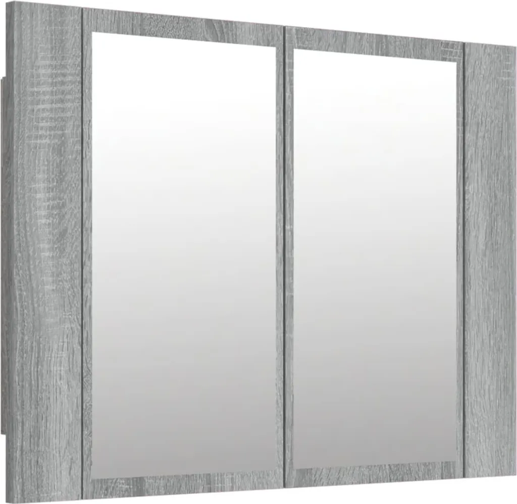 Mobile Specchio Bagno LED 60x12x45cm Grigio Sonoma - Arredo Moderno SYFAX