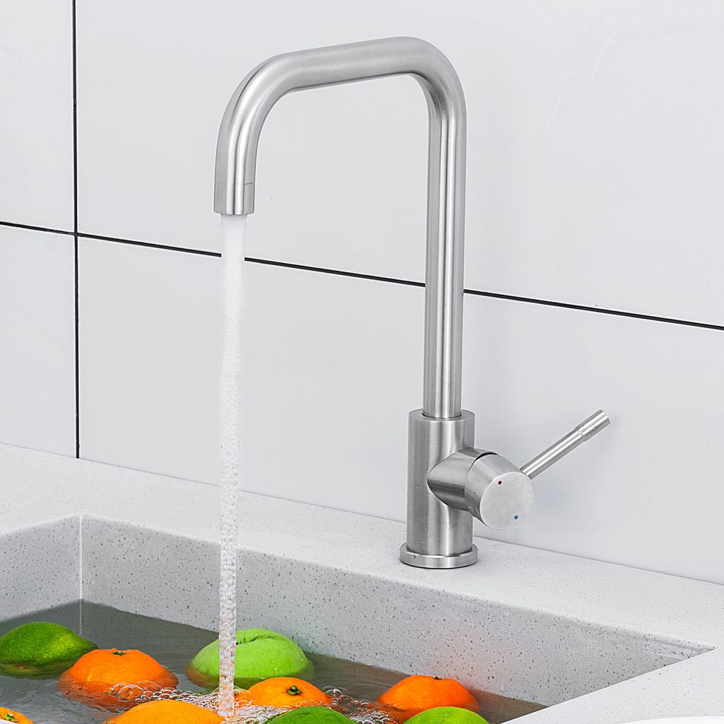 CECIPA Küchenarmatur aus 304 Edelstahl 360° Schwenkbar Spültischarmatur Hochdruck Wasserhahn Einhand Mischbatterie für Küche