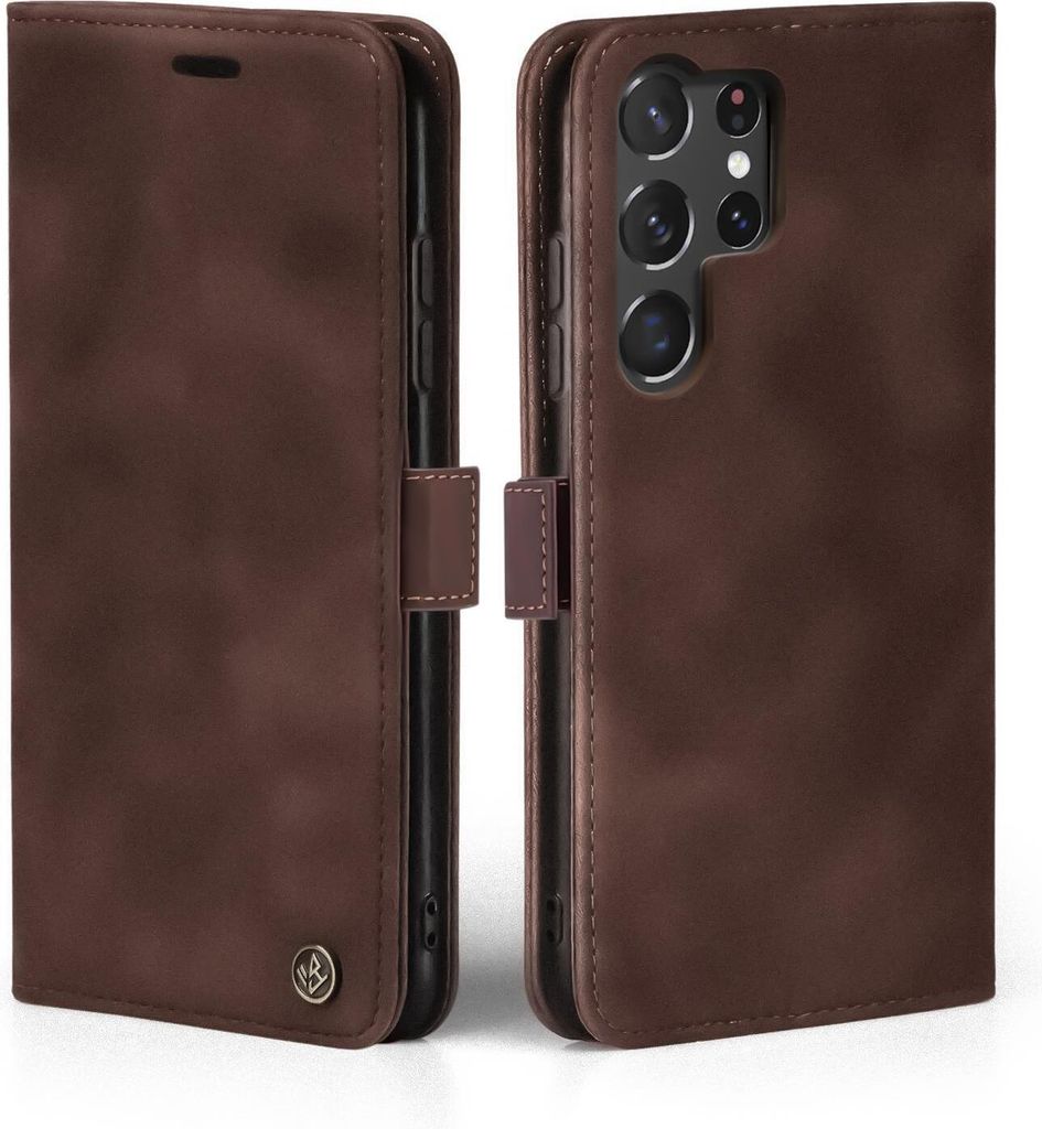 Handy Hülle für Samsung Galaxy S23 Ultra Klapphülle Bookcase Flip Cover Handy Tasche Etui Farbe: Dunkelbraun