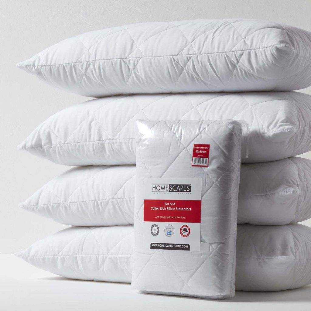 HOMESCAPES 4er-Set gesteppte PolyBaumwolle-Kissenschoner 40 x 80 cm mit Reißverschluss