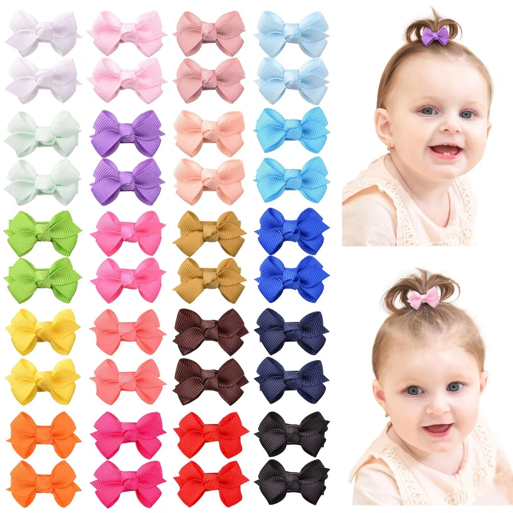 40 Barrettes Nœuds de 3 cm pour Cheveux de Bébé et Jeune Enfant