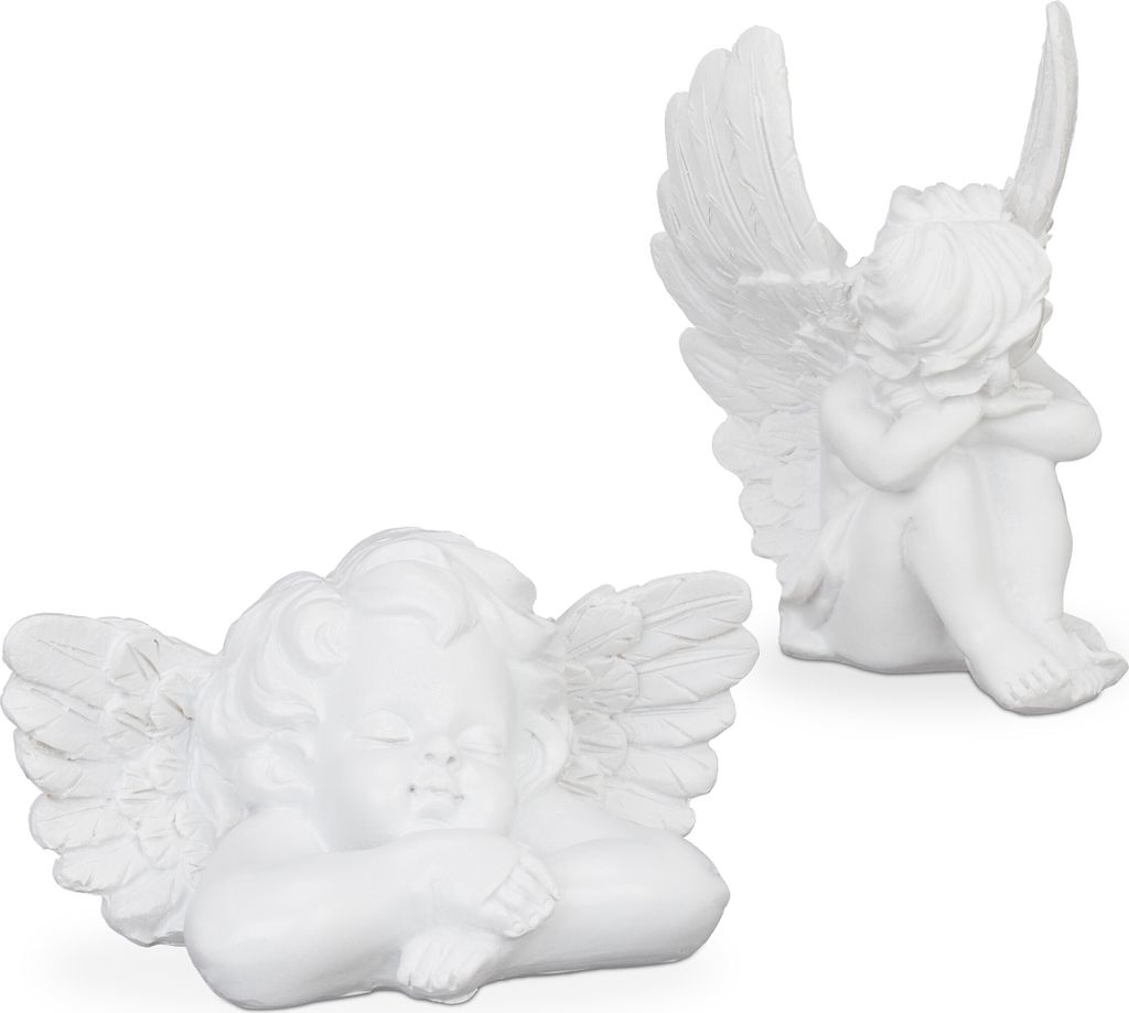 Relaxdays Angelo da trincea set di 2 statuette di angeli Immagine del prodotto 