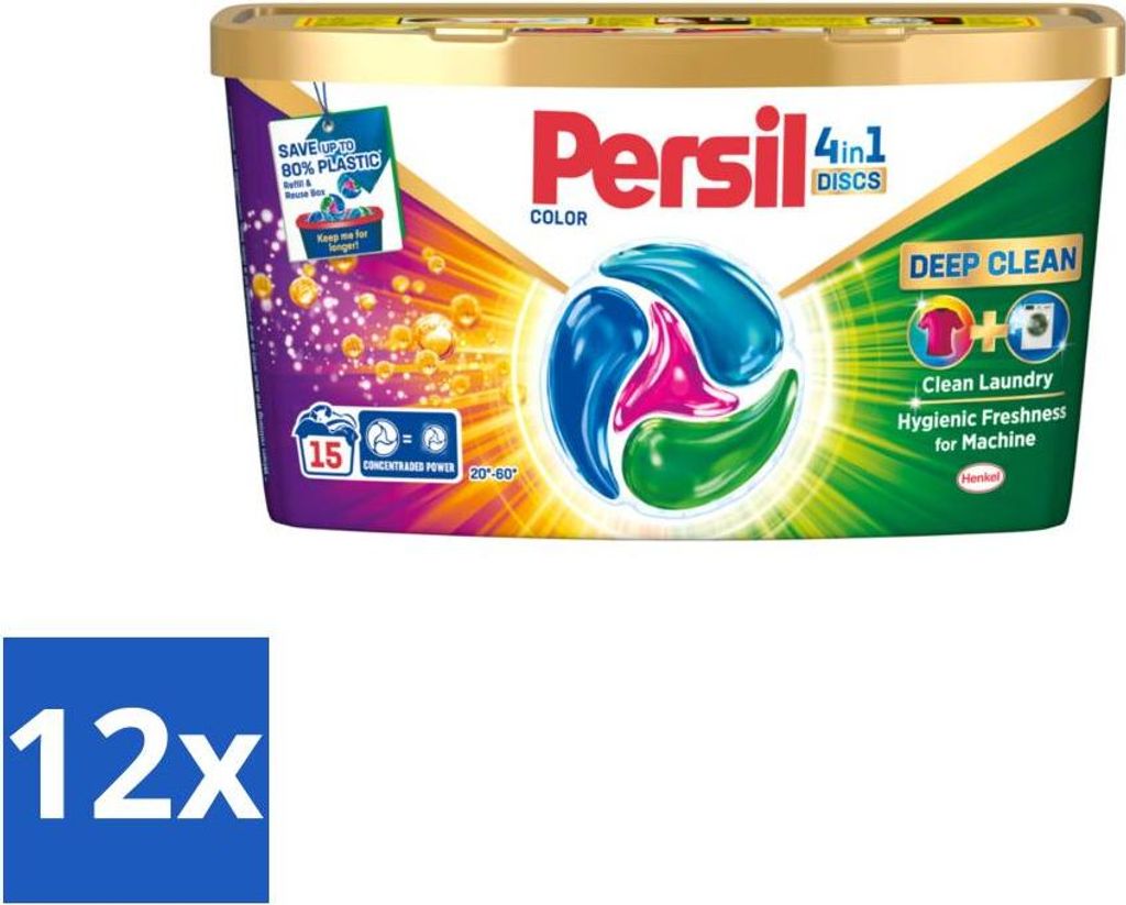 Persil - Waschmittel - Wäschekapseln Discs Buntwäsche - Für Buntwäsche - 15 Wäschen - Vorteilspack - 12 Stücke