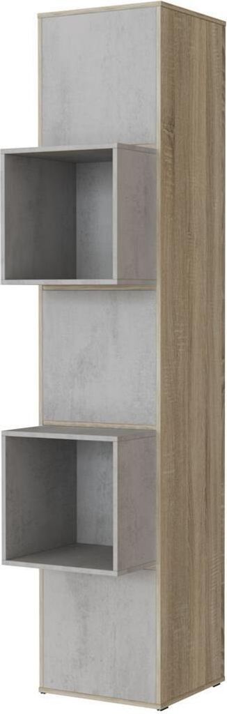 SMARTBett Standregal, Würfelregal für Wohnzimmer, Kinderzimmer, Schlafzimmer und Büro | Regal Eiche Sonoma + 3 Türen und 2 Würfel Beton