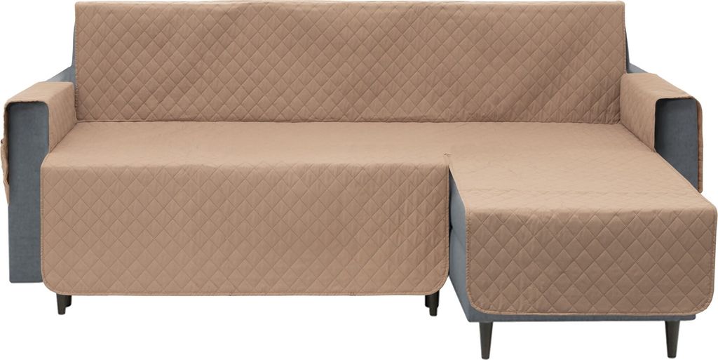 Ecksofa Schutz Abdeckung, Sofabezug, Gesteppt, Reversible, Stabil, Schutz vor Verschmutzung durch Hund, Kind,mit Tasche, Beige, Link Ecksofa 240 cm