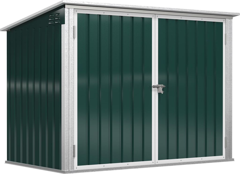 Outsunny Mülltonnenbox Müllbox für 2 Mülltonnen abschließbar Stahl Grün