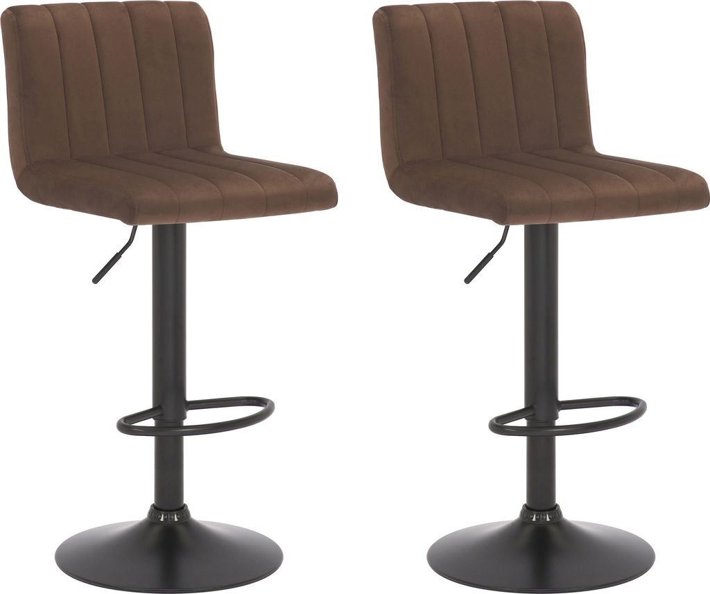 2er Set Barhocker HLO-CP231 Samt braun