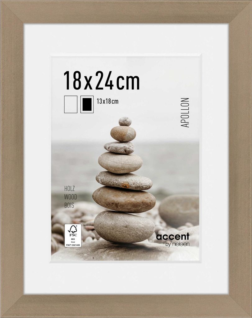 accent by nielsen Holz Bilderrahmen Apollon, 18x24 cm, Silber