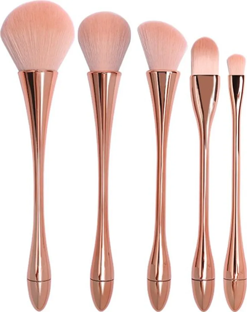 INF Set Pennelli Trucco Oro Rosa 10 Pezzi - Kit Viso e Occhi Completo