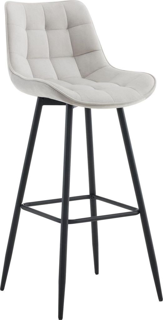 Barhocker mit modernem Design - Barhocker - Elegant und bequem, mattschwarzes Gestell | Farbe: Grau | Material: Weich